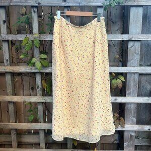 Vintage Floral Midi Skirt Size M Cottagecore Feminine Boho Chic